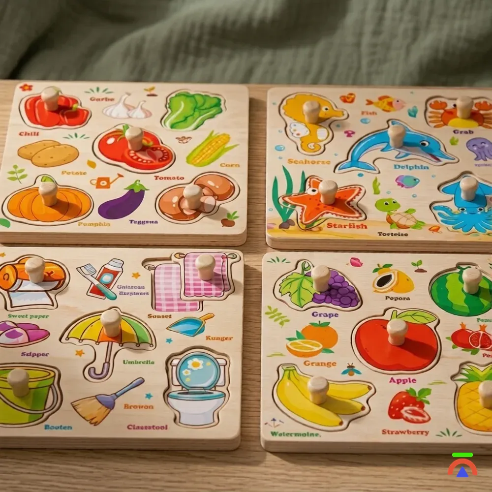 Montessori Wooden Jigsaw Puzzles - Image 1