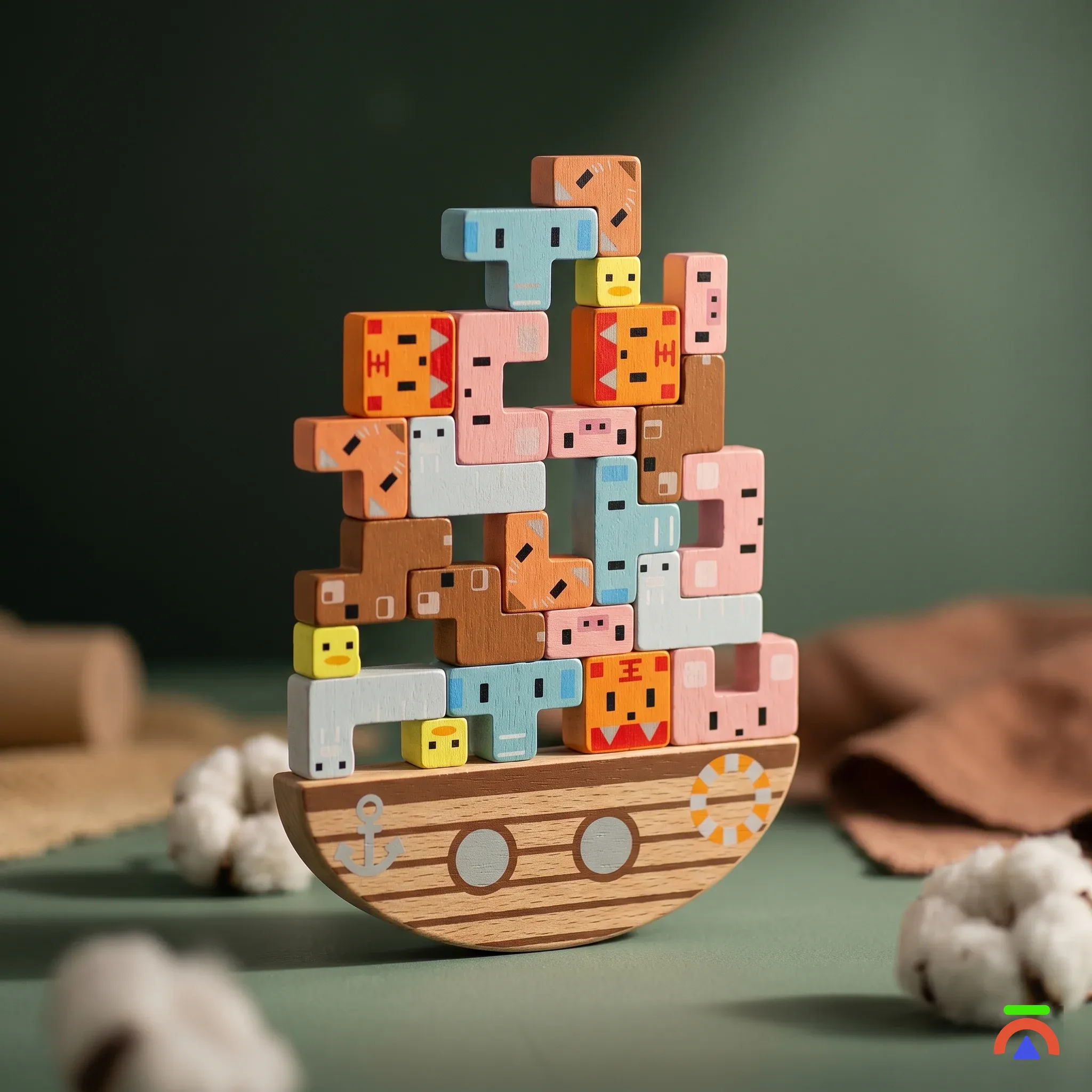 Wooden Animal Balance Stacking Game - Image 1